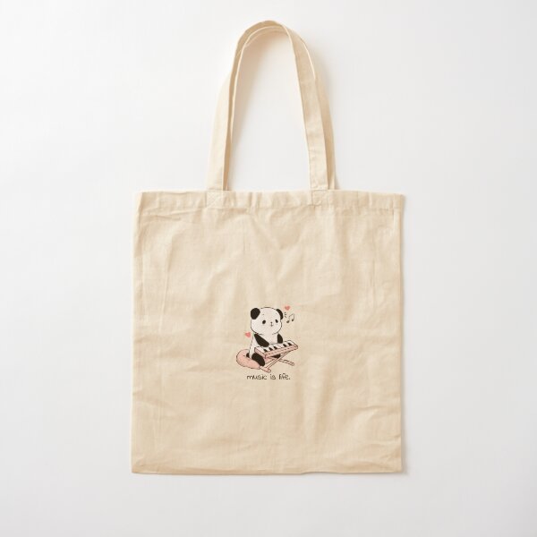 Piano & Panda Cotton Tote Bag