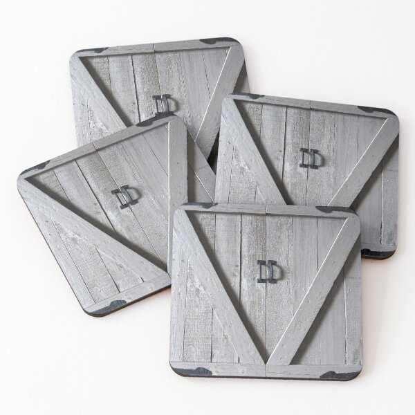 Item preview, gray barn wood shutters, with black hinges  designed and sold by Stephanie  Skeem.