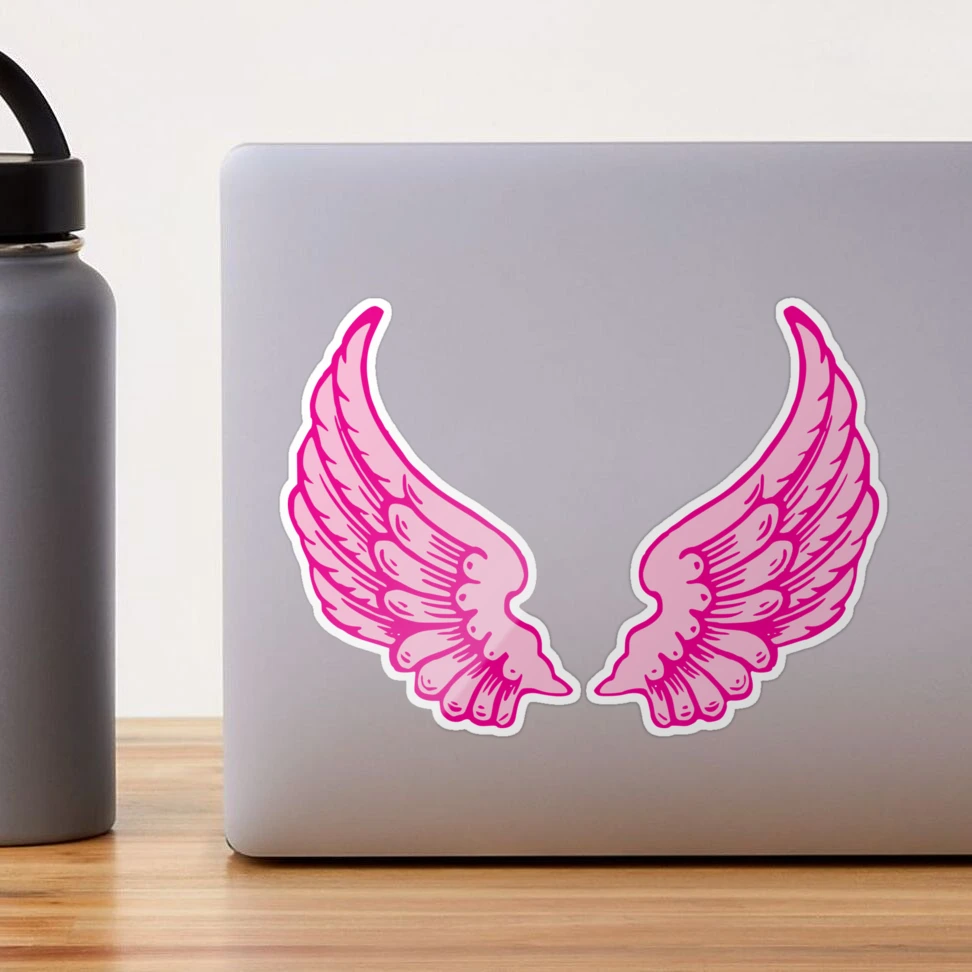 Winged Heart Stickers, Pink Flying Angel Heart With Wings Laptop Vinyl Cute  Waterproof Waterbottle Tumbler Aesthetic Label Wall Phone Decal 