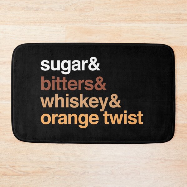 Item preview, Deconstructed Old Fashioned: sugar & bitters & whiskey & orange twist (list of ingredients in true-to-life colors) designed and sold by Ofeefee.