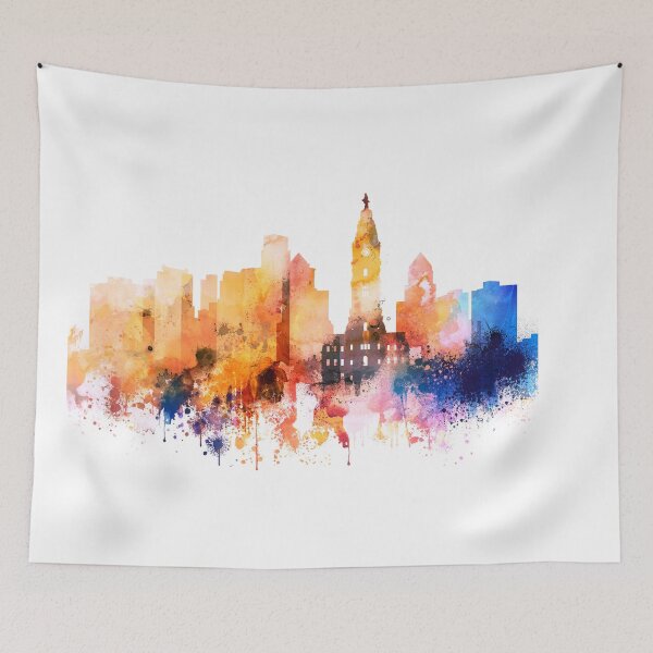 Item preview, Philadelphia Skyline, Watercolor Painting designed and sold by DimDom.