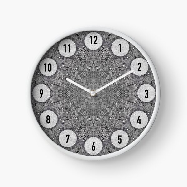 Black And White Abstract Dancing Men Stick Figure Pattern Clock
