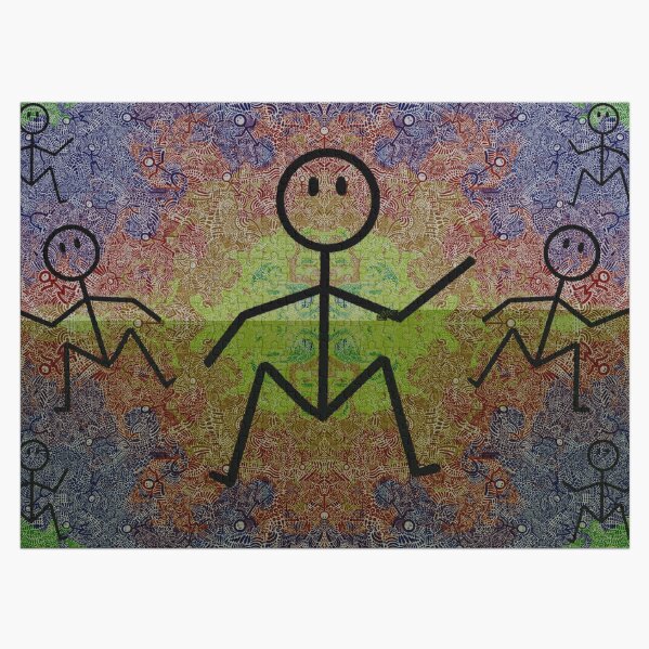 Black And White Abstract Dancing Men Stick Figure Pattern Jigsaw Puzzle