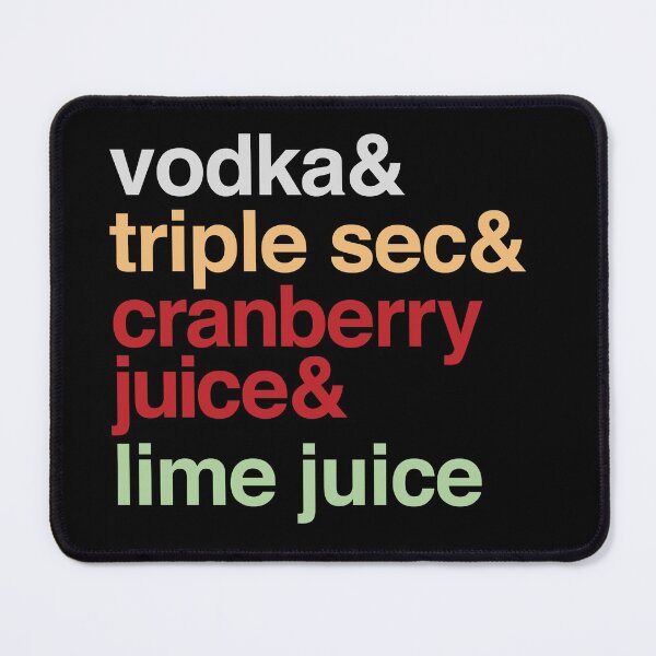 Item preview, Deconstructed Cosmopolitan: vodka & triple sec & cranberry juice & lime juice (list of cocktail ingredients in true-to-life colors) designed and sold by Ofeefee.