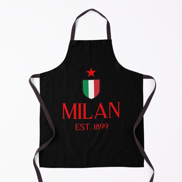 MILAN Apron with bib Rosso Nero Grembiule con pettorina Unique A.C Red Black Unica 