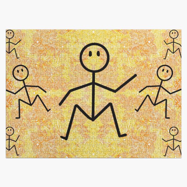 Fire Abstract Dancing Men Stick Figure Pattern Jigsaw Puzzle