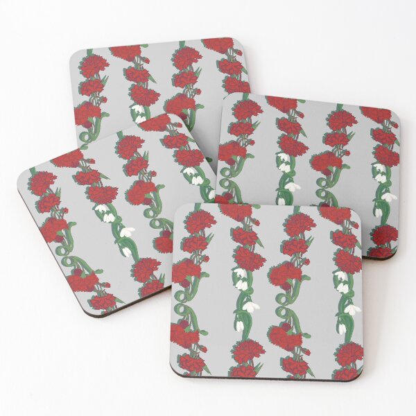 Item preview, Pattern - Strand of hand-drawn carnation and snow drops designed and sold by Eejee-SK.
