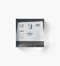 Facial Features Pen and ink art Acrylic Block