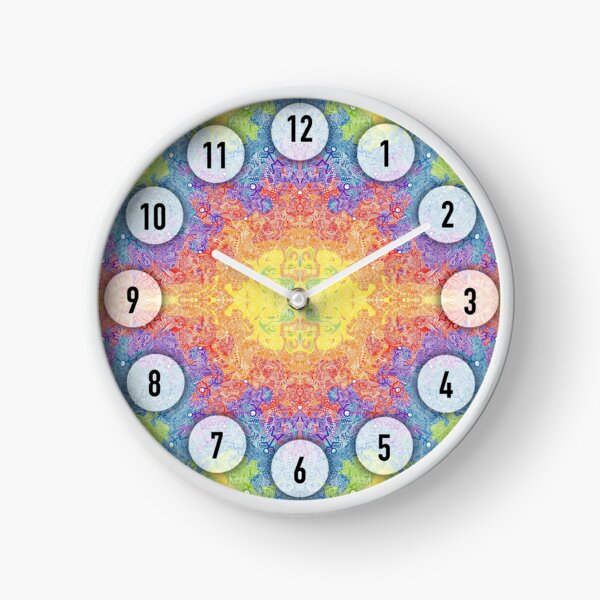 Rainbow Abstract Dancing Men Stick Figure Pattern Clock