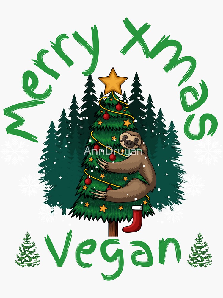 Very Vegan Christmas Fb Cover 2022 Vegan Christmas Xmas Winter Holidays 2021 2022 Gifts " Sticker By Anndruyan  | Redbubble