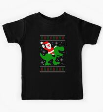 Ugly Christmas Sweater - Santa T-rex Kids Tee