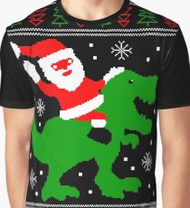 Ugly Christmas Sweater - Santa T-rex Graphic T-Shirt