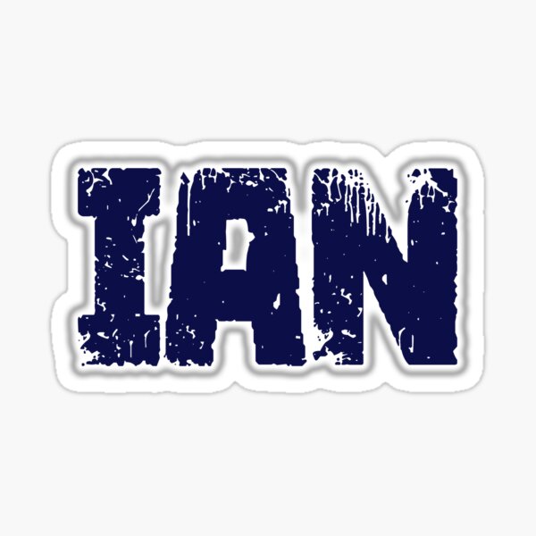 Pegatina «IAN - Etiqueta de identificación para IAN Grunge Style en azul oscuro» de prairiedognoahs Redbubble