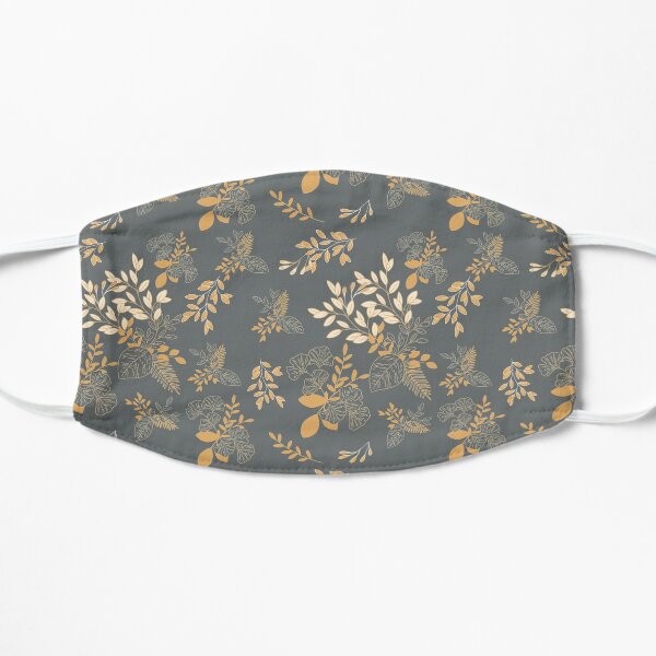 Autumn leaves - Dark grey Spun Polyester Square Pillow - Floor Pillows - Fitted Masks Flat Mask