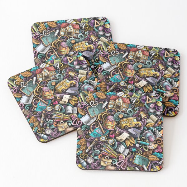 Item preview, School Elements Pattern, Cartoon Doodle Style, Hand drawn School Pattern designed and sold by graphic-genie.