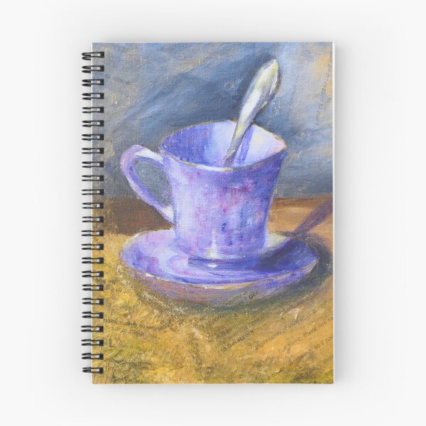 Item preview, Purple teacup painting. Tea time old fashioned art. Still life  designed and sold by Goldstarwork.