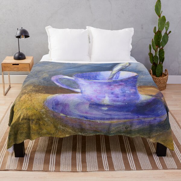 Item preview, Purple teacup painting. Tea time old fashioned art. Still life designed and sold by Goldstarwork.