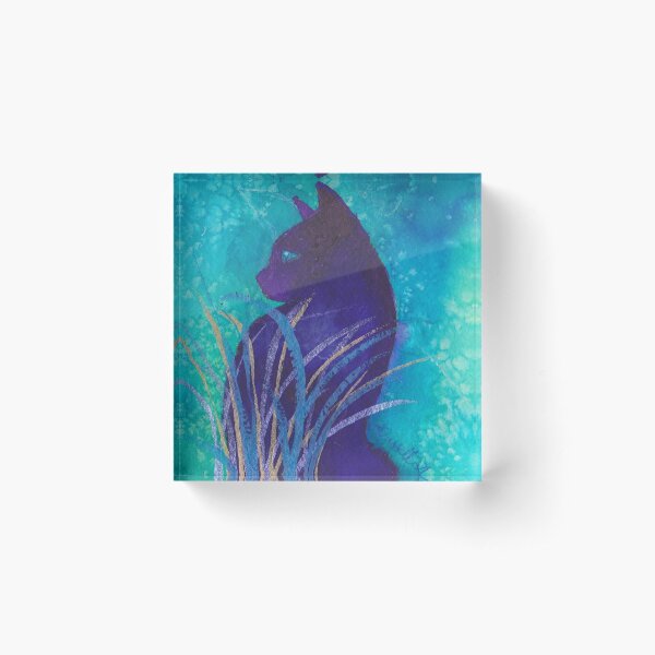 Cat Grass Acrylic Block