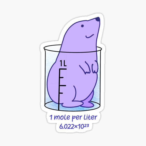 One mole per litre Chemistry Pun Mole Sticker