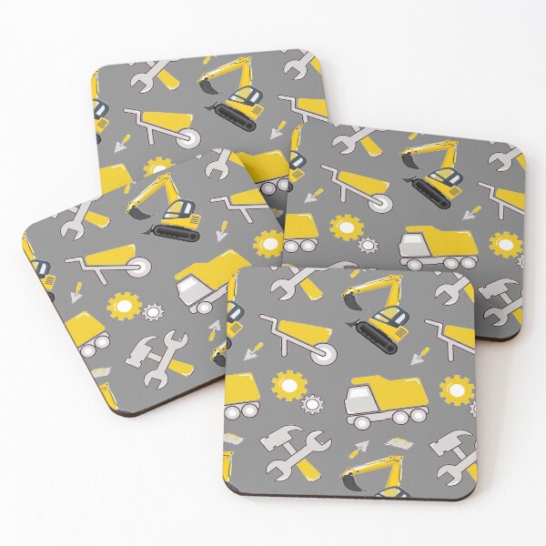 Item preview, Construction Trucks on gray Construction trucks on illuminating Yellow and ultimate gray - Kids Truck Lovers  designed and sold by chetan786.