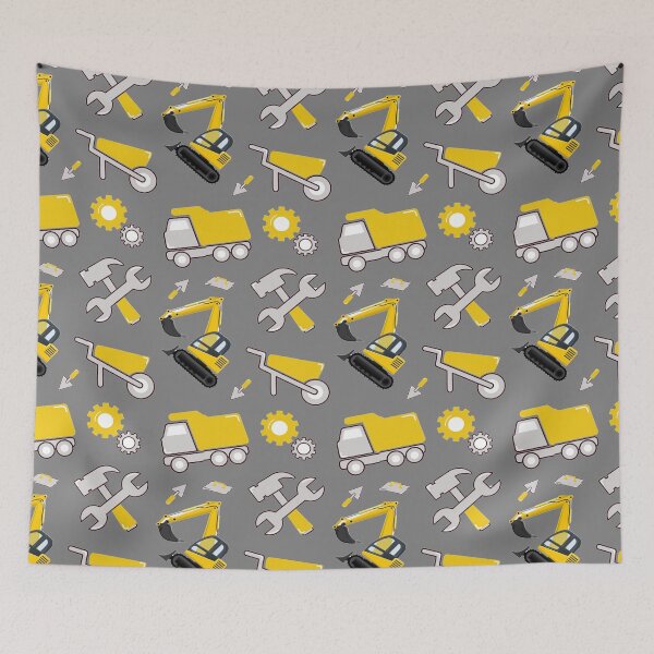 Item preview, Construction Trucks on gray Construction trucks on illuminating Yellow and ultimate gray - Kids Truck Lovers  designed and sold by chetan786.