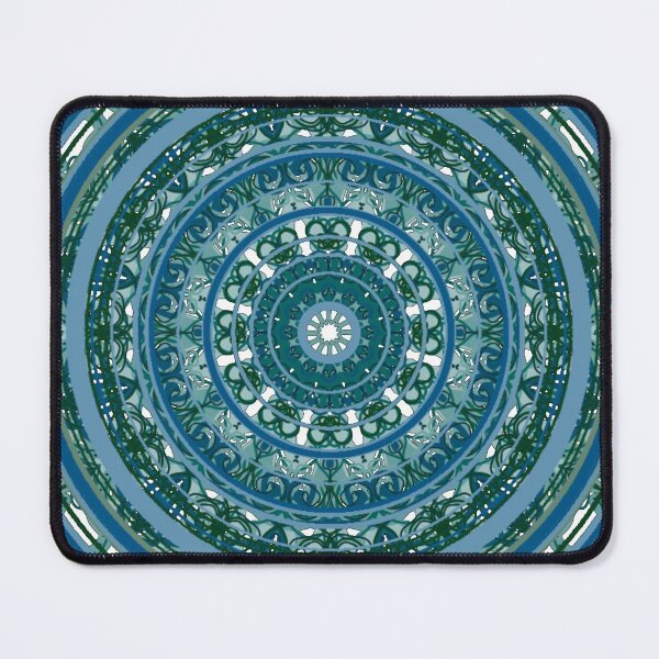 Item preview, ֎ HYPNOTIQUE ֍ Groovy ~*Turquoise Denim*~ 70s Retro Kitsch Meme Theme ~ Abstract Digital Art ~ Mandala Medallion Kaleidoscope Sacred Geometry~colorful tones~psychadelic bulls eye target designed and sold by Spinning Plates 360.
