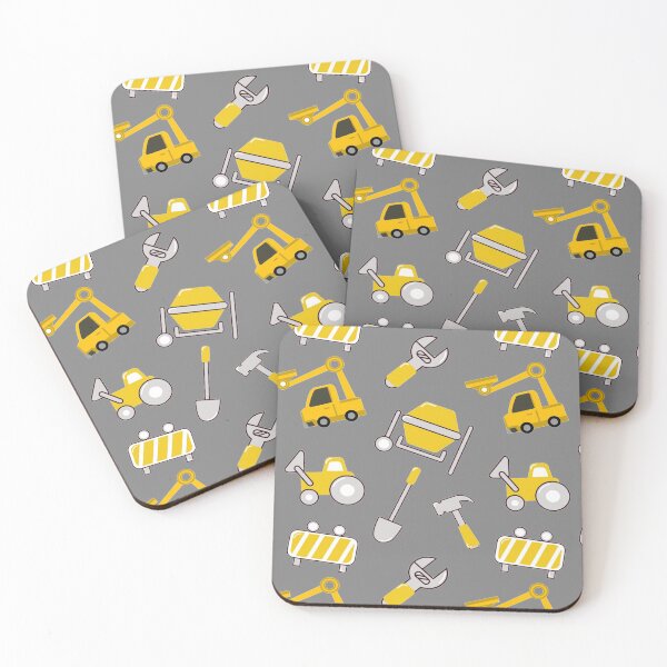 Item preview, Construction Trucks on gray Construction trucks on illuminating Yellow and ultimate gray - Kids Truck Lovers  designed and sold by chetan786.
