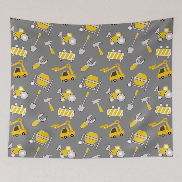 Item preview, Construction Trucks on gray Construction trucks on illuminating Yellow and ultimate gray - Kids Truck Lovers  designed and sold by chetan786.