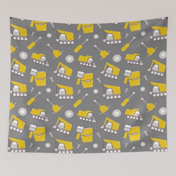 Item preview, Construction Trucks on gray Construction trucks on illuminating Yellow and ultimate gray - Kids Truck Lovers  designed and sold by chetan786.