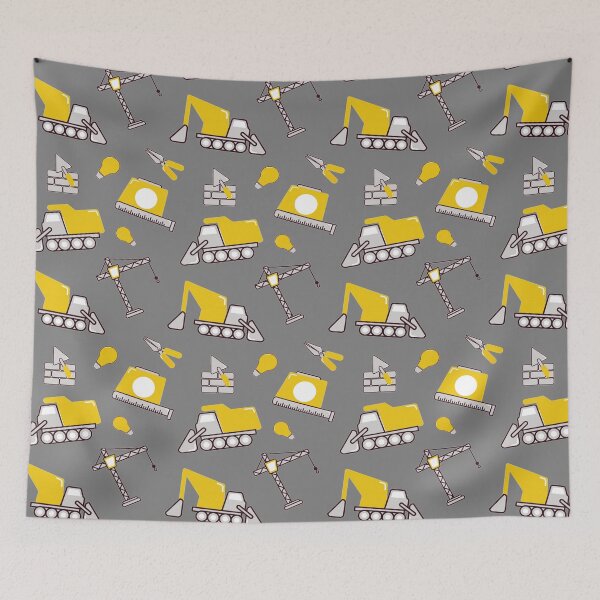 Item preview, Construction Trucks on gray Construction trucks on illuminating Yellow and ultimate gray - Kids Truck Lovers  designed and sold by chetan786.