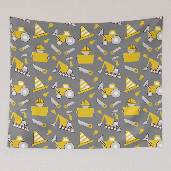 Item preview, Construction Trucks on gray Construction trucks on illuminating Yellow and ultimate gray - Kids Truck Lovers  designed and sold by chetan786.
