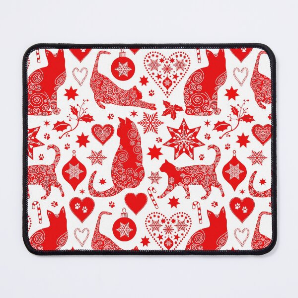 Item preview, Red And White Cat Christmas Scandinavian Folk Art Pattern designed and sold by artsandsoul.