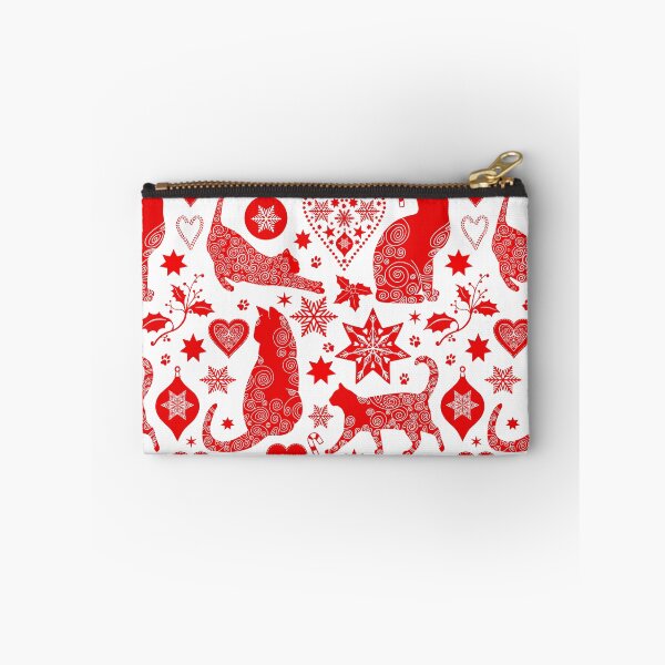 Item preview, Red And White Cat Christmas Scandinavian Folk Art Pattern designed and sold by artsandsoul.
