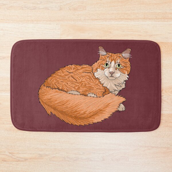 Item preview, Fluffy Ginger Kitty - Wine Background designed and sold by EcoElsa.