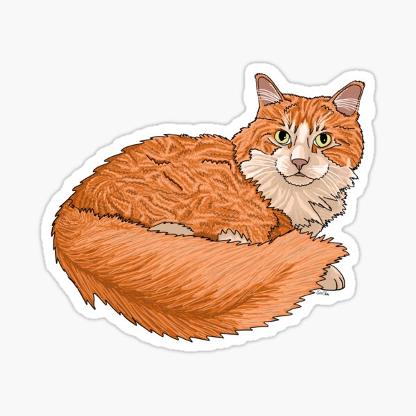 Fluffy Ginger Kitty - Wine Background Sticker