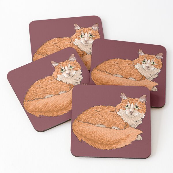 Item preview, Fluffy Ginger Kitty - Wine Background designed and sold by EcoElsa.