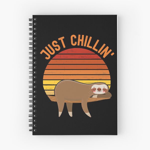 Item preview, Just chillin (Just chilling). Sloth chilling in a tree in front of a retro vintage sunset. Vintage, orange text designed and sold by JellyBeenzz.