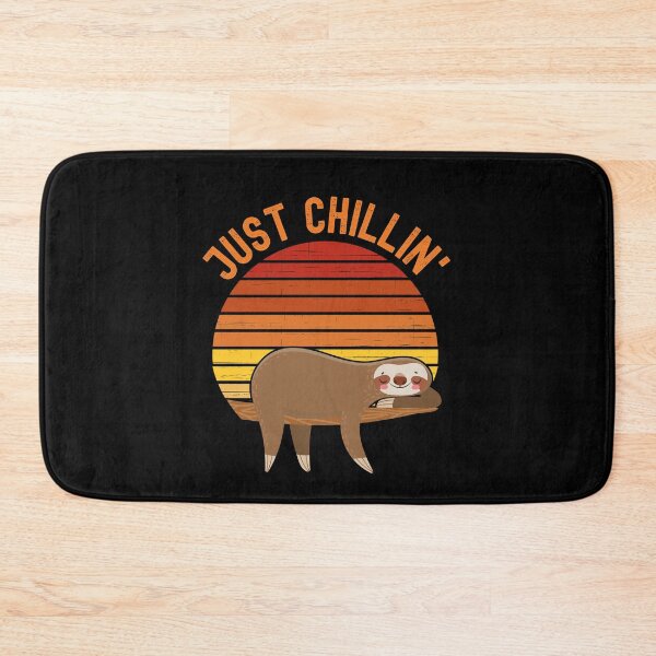 Item preview, Just chillin (Just chilling). Sloth chilling in a tree in front of a retro vintage sunset. Vintage, orange text designed and sold by JellyBeenzz.