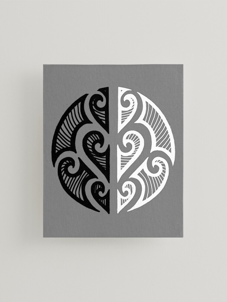Black and white maori tribal art Mounted Print for Sale by