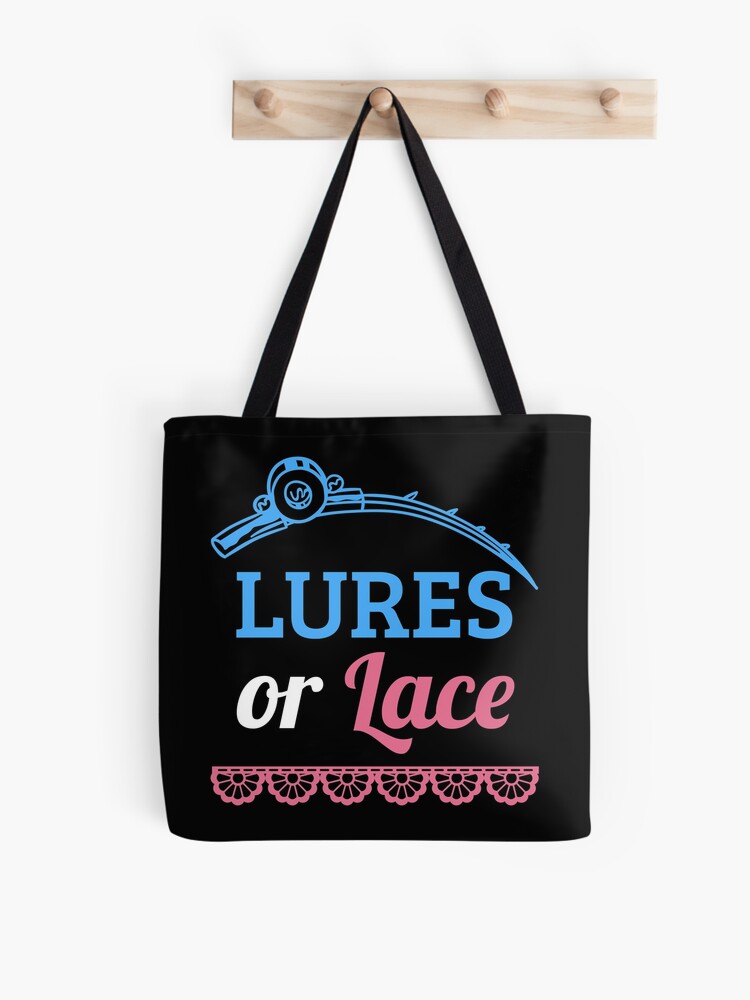 Lures Or Lace Gender Reveal Fishing Themed Girl Boy Tote Bag by