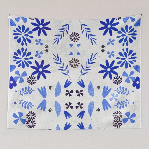 Item preview, Blue floral pattern designed and sold by Bigika.