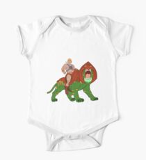 He-man and BattleCat Filmation Style Short Sleeve Baby One-Piece