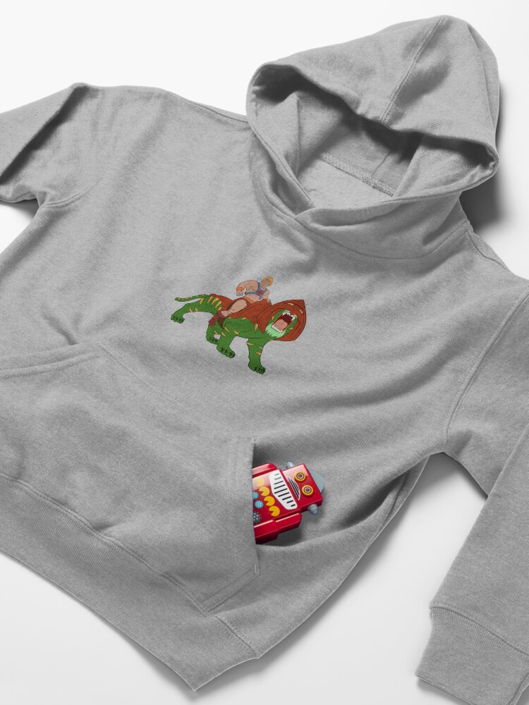 Alternate view of He-man and Tiger Tribute Kids Pullover Hoodie