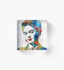 Frida Kahlo Art - Viva La Frida - By Sharon Cummings Acrylic Block