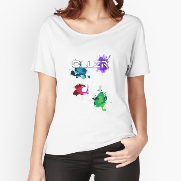 Black Border Logo Color Splash Oller Brand T-shirt Relaxed Fit T-Shirt
