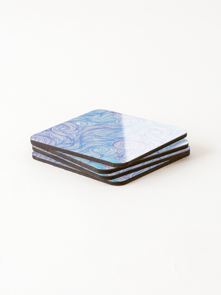 Thumbnail 4 of 5, Coasters (Set of 4), Beautiful Seamless Abstract Blue Pattern designed and sold by Rittichai.