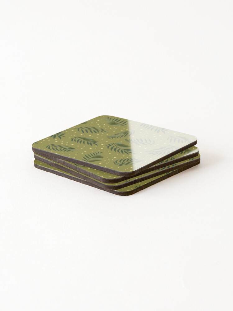 Thumbnail 4 of 5, Coasters (Set of 4), Leaves Pattern Background designed and sold by Rittichai.