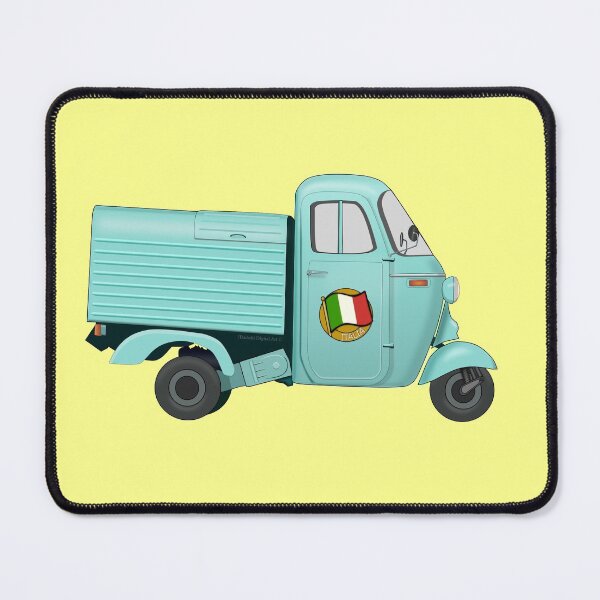 Item preview, Vintage Cyan Italian Motorized Rikshaw with Italian Flag Sticker on the Door designed and sold by ibadishi.