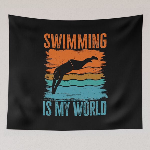 Item preview, Swimming Is My World, Funny Swimmer Vintage Retro designed and sold by AS-Shirts.