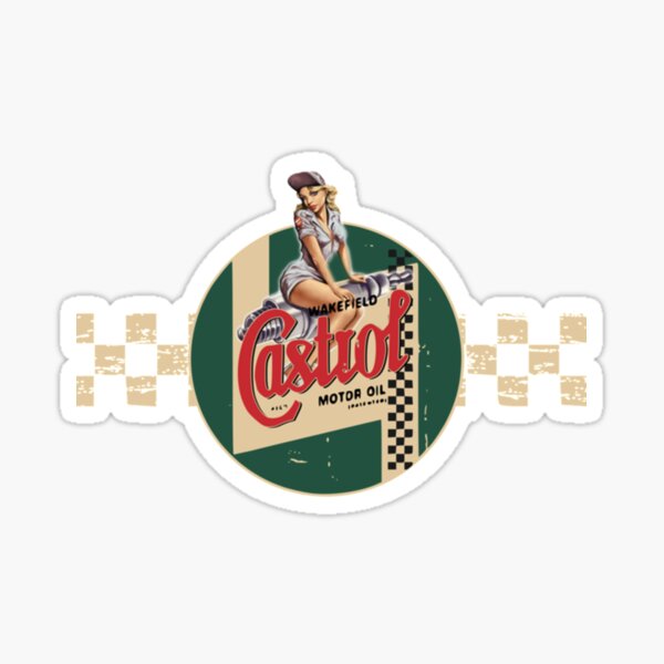 Castrol Vintage Racing Stripe Pin Up Girl Sticker